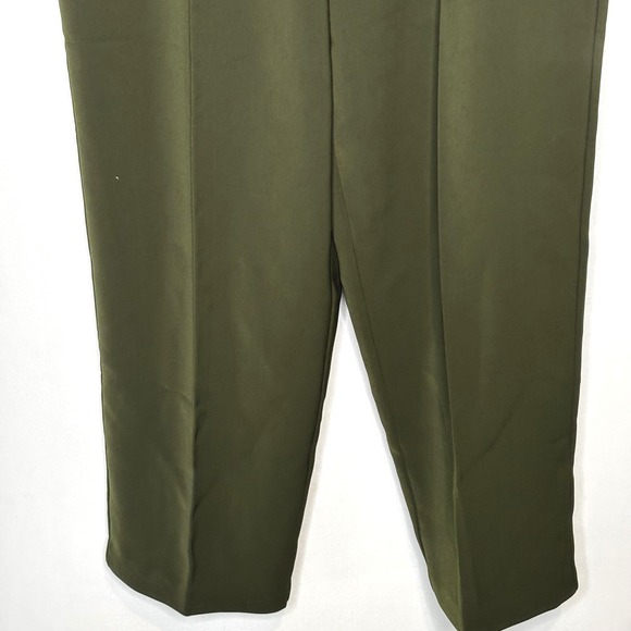 Vintage Savion Womens Dark Olive Green Pleated Trousers Size 18 Tapered Leg - Picture 5 of 8